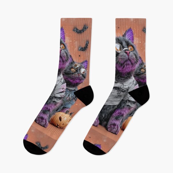 Item preview, Black Cats in Halloween Costumes – Adorable Mummy Kittens with Pumpkins and Spooky Background designed and sold by Grafititee.