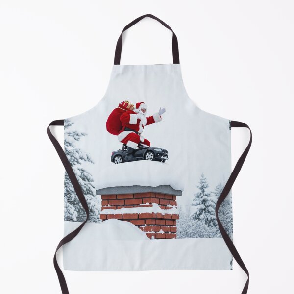 Item preview, Santa on the Chimney – Realistic Christmas Scene with Car and Snowy Winter Landscape designed and sold by PixelVibe782.