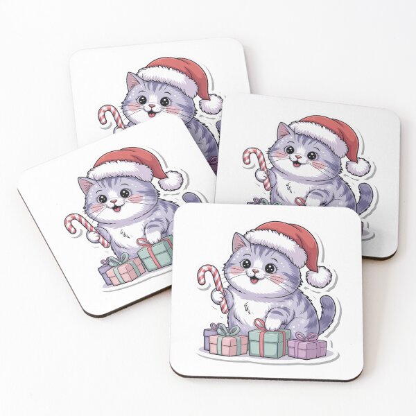 Artikelvorschau, Niedliche Weihnachtskatze im Kawaii-Stil entworfen und verkauft von NicolasGlowArt.