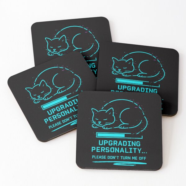 Item preview, Upgrading Personality – Sleeping Cyber Cat (Neon Glitch Design) designed and sold by Tadeusz1.