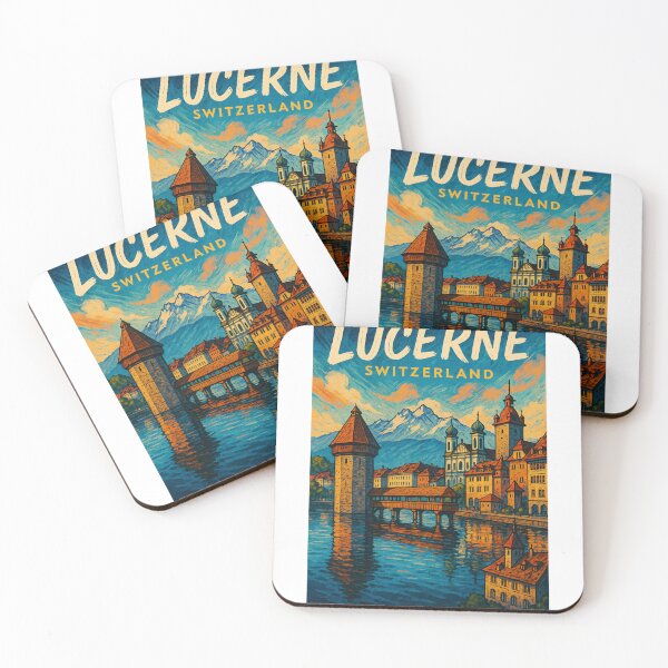 Item preview,  Lucerne Switzerland Evening Skyline with Chapel Bridge designed and sold by StampMyPassport.