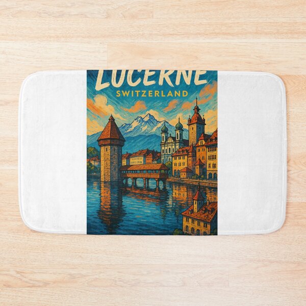 Item preview,  Lucerne Switzerland Evening Skyline with Chapel Bridge designed and sold by StampMyPassport.