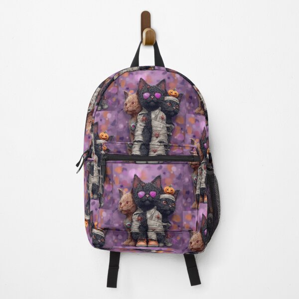 Item preview, Black Cats in Halloween Costumes – Adorable Mummy Kittens with Pumpkins and Spooky Background designed and sold by Grafititee.
