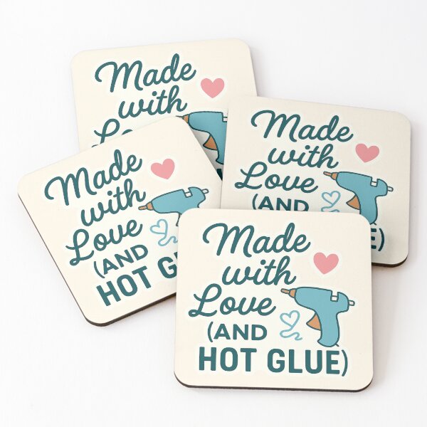 Item preview, Made with Love (and Hot Glue) – Funny Craft Quote Sticker for DIYers & Handmade Lovers designed and sold by astersgraphics.