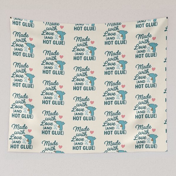 Item preview, Made with Love (and Hot Glue) – Funny Craft Quote Sticker for DIYers & Handmade Lovers designed and sold by astersgraphics.