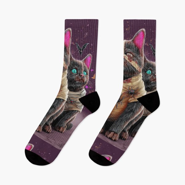 Item preview, Black Cats in Halloween Costumes – Adorable Mummy Kittens with Pumpkins and Spooky Background designed and sold by Grafititee.