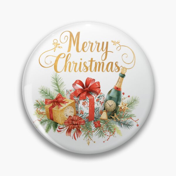Item preview, Merry Christmas banner design with champagne and gift box on light gray horizontal background with golden and silver confetti. Lettering can be used for invitations, signs, announcements designed and sold by PWDigitalArt.
