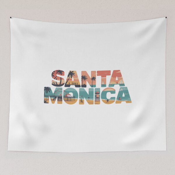Item preview, Santa Monica California Retro Beach Sunset Design | Vintage Typography Ocean View Graphic designed and sold by CircinusStore.
