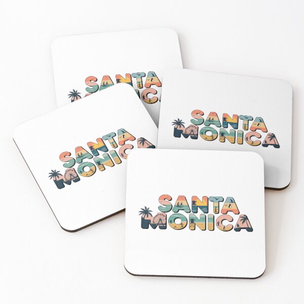 Item preview, Santa Monica California Sunset Beach Typography | Minimal Retro Travel Design designed and sold by CircinusStore.