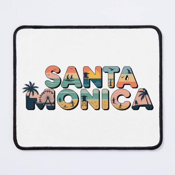 Item preview, Santa Monica California Sunset Beach Typography | Minimal Retro Travel Design designed and sold by CircinusStore.
