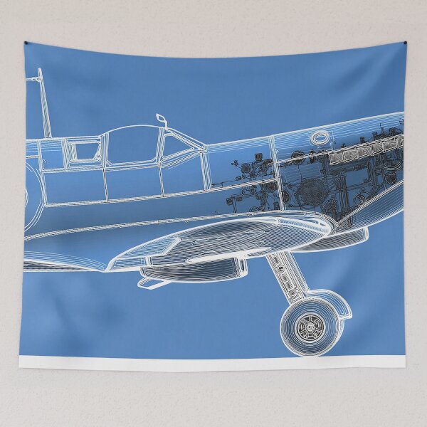 Item preview, Classic Spitfire Aircraft Technical Blueprint designed and sold by Skyframe Aviation.