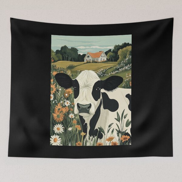 Item preview, Cow in a field of flowers designed and sold by PetsArt.