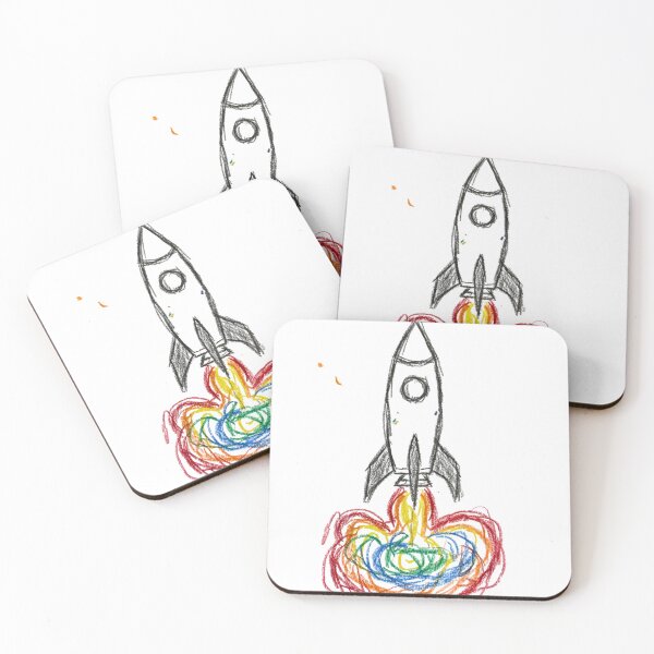 Item preview, Rainbow Rocket – Colorful Crayon Space Adventure designed and sold by Kavya Art.