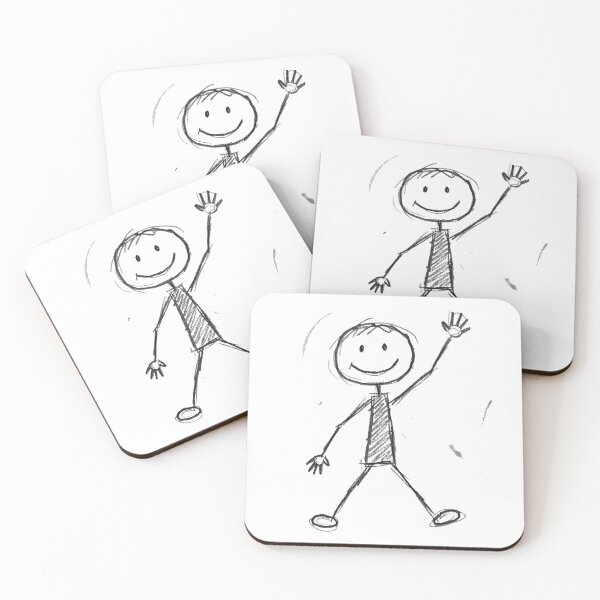 Item preview, Happy Stick Figure Waving – Chalk Doodle Art designed and sold by Kavya Art.