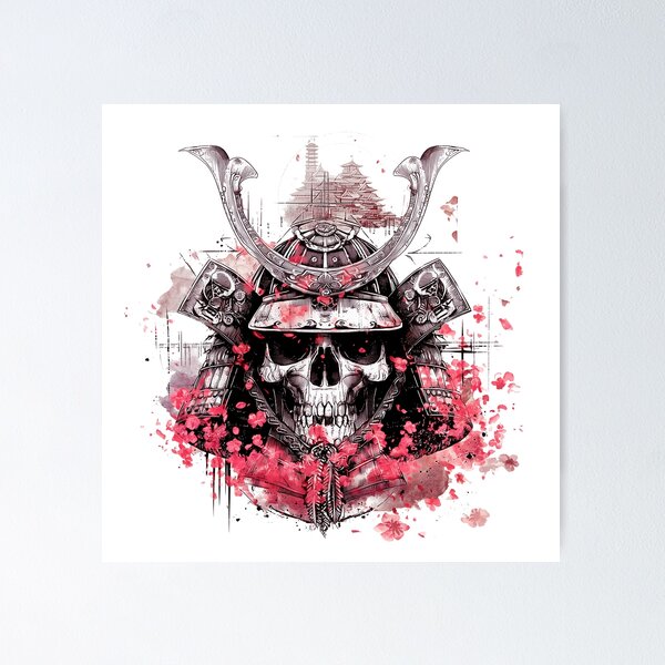 Item preview, Samurai Skull Warrior 04 — Blood and Blossom designed and sold by MuKuRo-SPIRIT.
