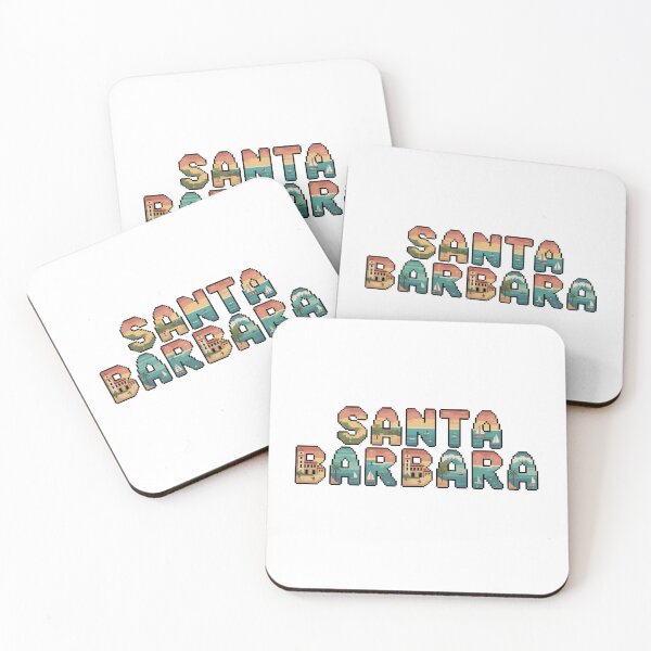 Item preview, Santa Barbara California Pixel Sunset Design | Retro Beach Typography Coastal Art designed and sold by CircinusStore.