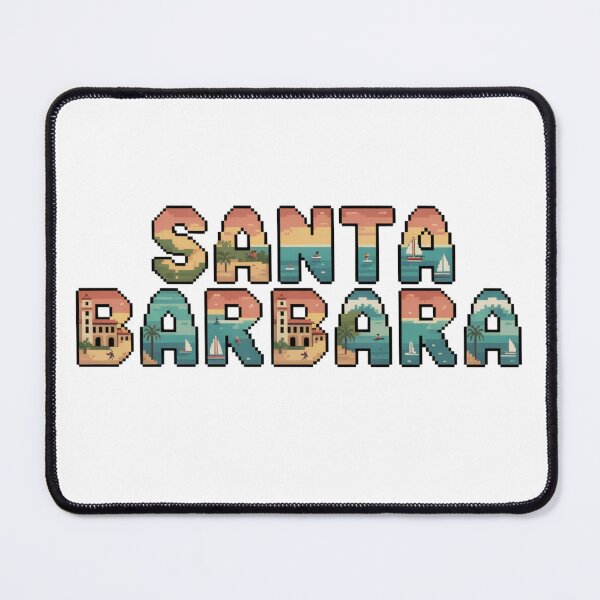 Item preview, Santa Barbara California Pixel Sunset Design | Retro Beach Typography Coastal Art designed and sold by CircinusStore.