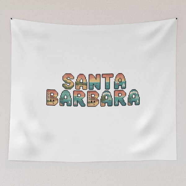 Item preview, Santa Barbara California Pixel Sunset Design | Retro Beach Typography Coastal Art designed and sold by CircinusStore.