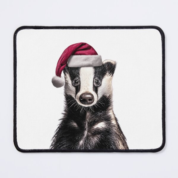 Item preview, Badger with Santa Hat – The Woodland Guardian of Christmas Cheer designed and sold by LazyOwlStore.