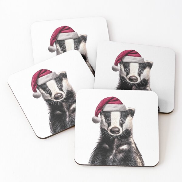 Item preview, Badger with Santa Hat – The Woodland Guardian of Christmas Cheer designed and sold by LazyOwlStore.