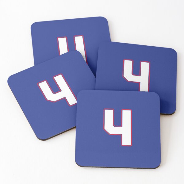 Item preview, Jersey Number 4 / Player Shirt Number Four (White with Red Outline) designed and sold by STUDIO-72.
