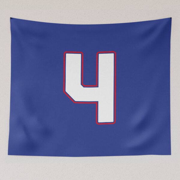 Item preview, Jersey Number 4 / Player Shirt Number Four (White with Red Outline) designed and sold by STUDIO-72.