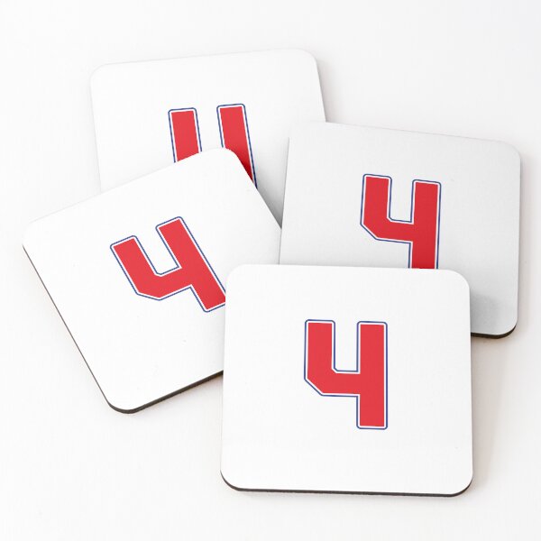 Item preview, Jersey Number 4 / Player Shirt Number Four (Red with Blue Outline) designed and sold by STUDIO-72.