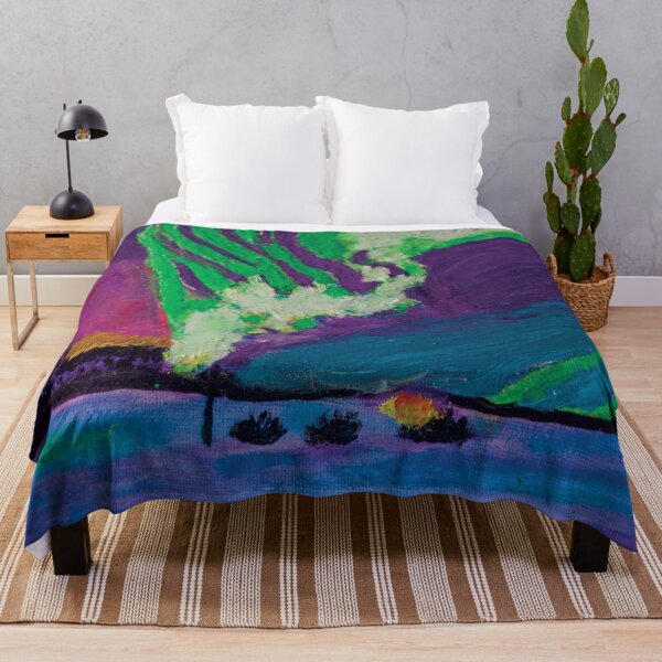 Item preview, Polar Light Oil Painting, Aurora Borealis Canvas Art designed and sold by pineappledizajn.