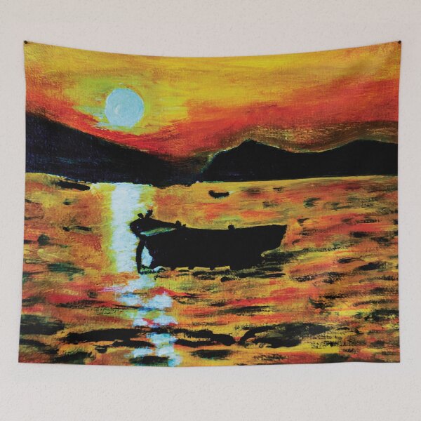 Item preview, Sunset Oil Painting, Canvas Landscape Art designed and sold by pineappledizajn.