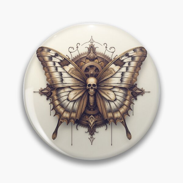 Artikelvorschau, Goldener Steampunk-Schmetterling mit Totenkopf und barocker Verzierung entworfen und verkauft von Super-tshirtco.