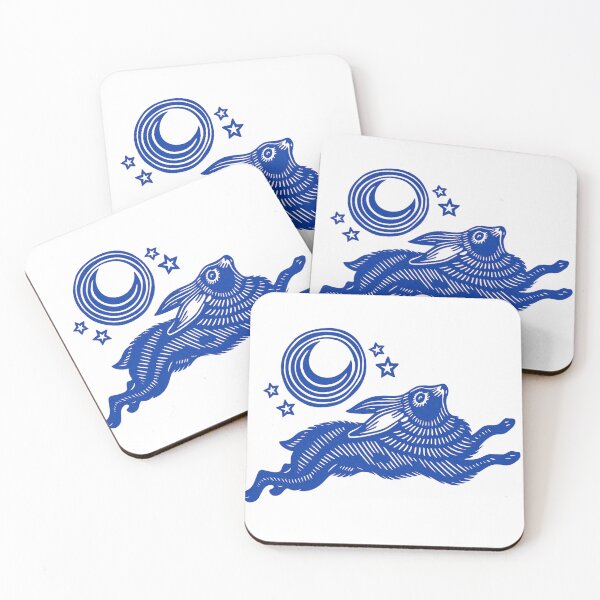 Item preview, Leaping Hare at Night Linocut Style designed and sold by SnorkleSupply.