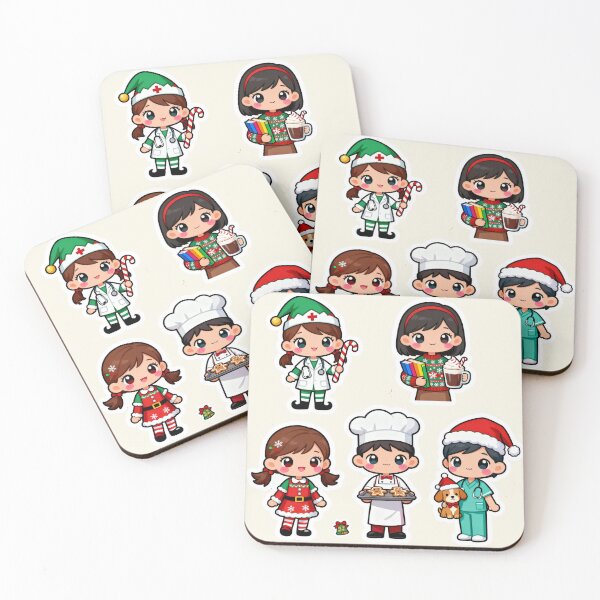 Item preview, Cute Chibi Christmas Professions Sticker Set I designed and sold by MuseAI.