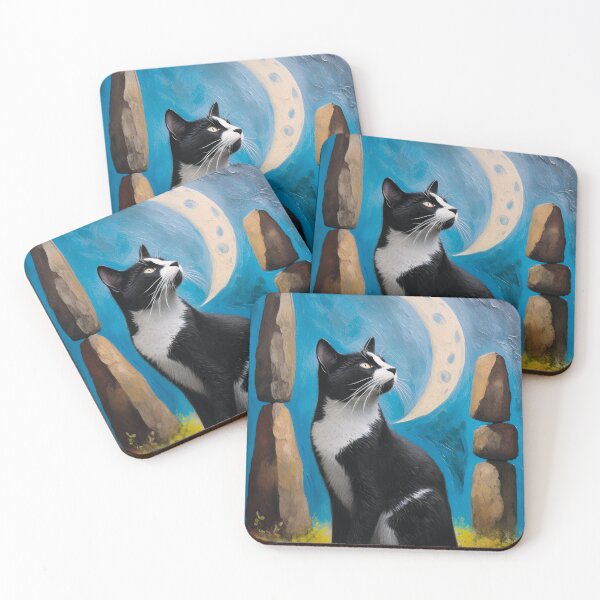 Item preview, Black and white cat in the stones - design1 designed and sold by lokiblueguitar.