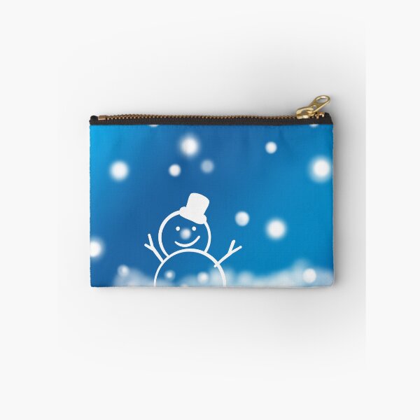 Item preview, Cute snowman wearing a hat and scarf standing in the snow against a blurry blue background with falling snow designed and sold by nongsao4.