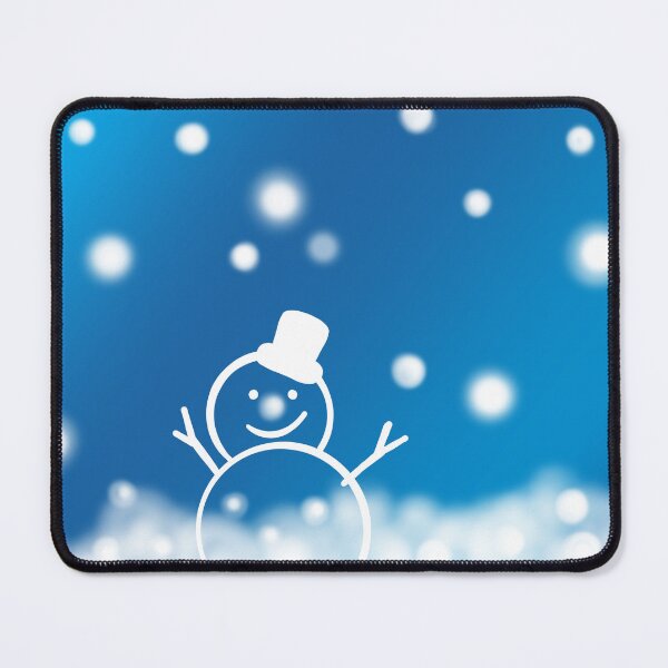 Item preview, Cute snowman wearing a hat and scarf standing in the snow against a blurry blue background with falling snow designed and sold by nongsao4.