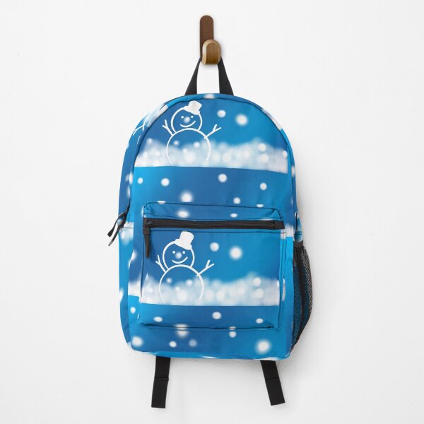 Item preview, Cute snowman wearing a hat and scarf standing in the snow against a blurry blue background with falling snow designed and sold by nongsao4.