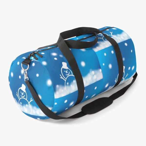 Item preview, Cute snowman wearing a hat and scarf standing in the snow against a blurry blue background with falling snow designed and sold by nongsao4.