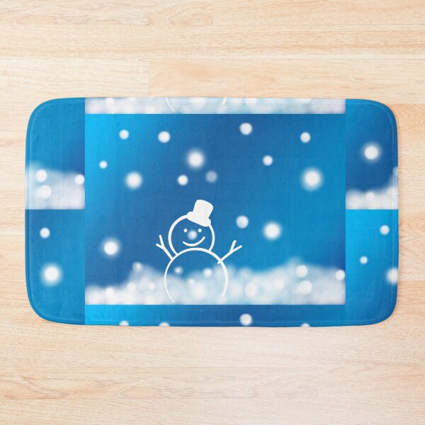 Item preview, Cute snowman wearing a hat and scarf standing in the snow against a blurry blue background with falling snow designed and sold by nongsao4.
