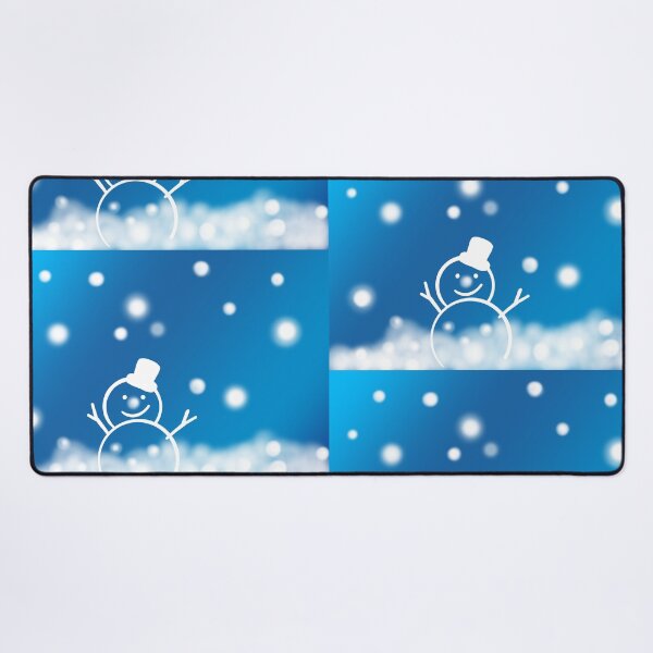 Item preview, Cute snowman wearing a hat and scarf standing in the snow against a blurry blue background with falling snow designed and sold by nongsao4.