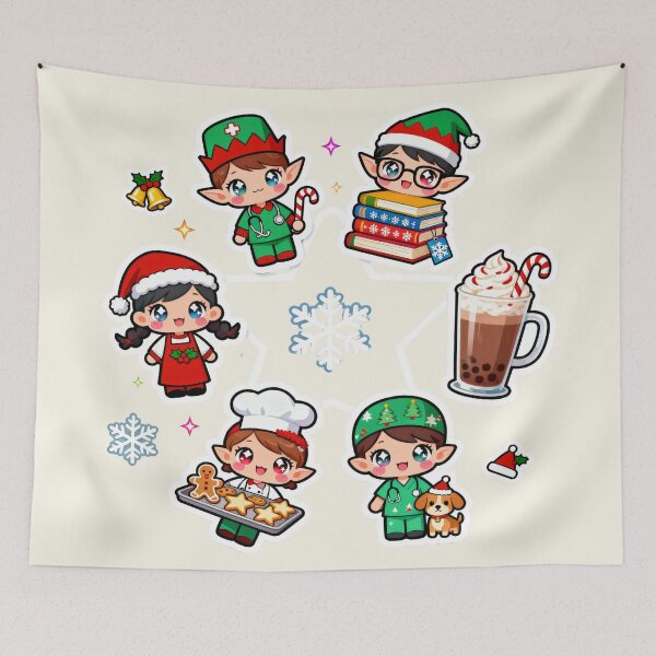 Item preview, Cute Chibi Christmas Professions Sticker Set II designed and sold by MuseAI.