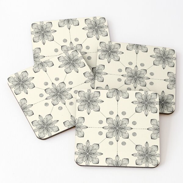 Item preview, Elegant Black Floral Mandala Pattern on Beige designed and sold by DColourMuse.