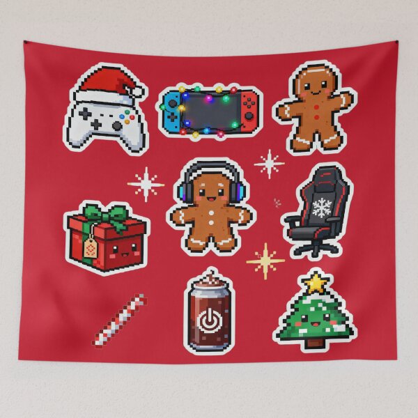 Item preview, Cute Pixel Gamer Christmas Sticker Pack I designed and sold by MuseAI.