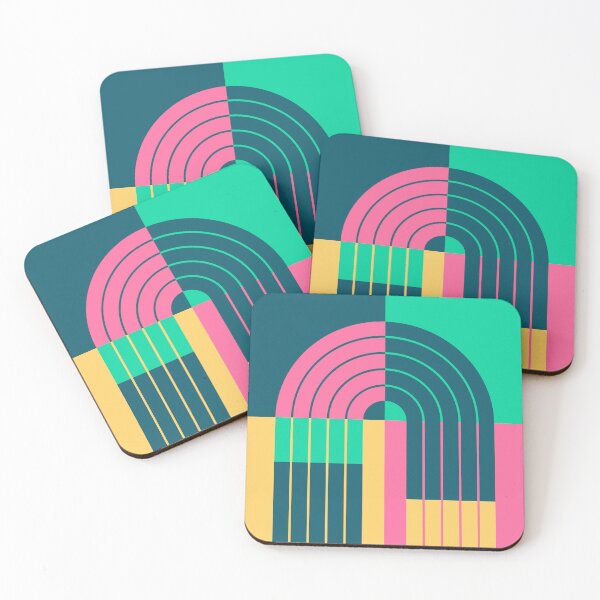 Item preview, Midcentury Modern Geometric Abstract Rainbow Pop theme designed and sold by nineFlorals.