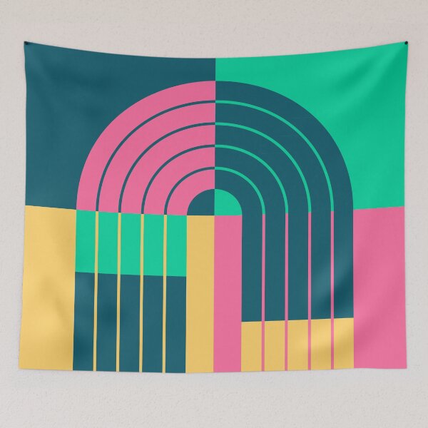 Item preview, Midcentury Modern Geometric Abstract Rainbow Pop theme designed and sold by nineFlorals.