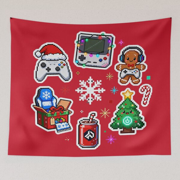 Item preview, Cute Pixel Gamer Christmas Sticker Pack II designed and sold by MuseAI.