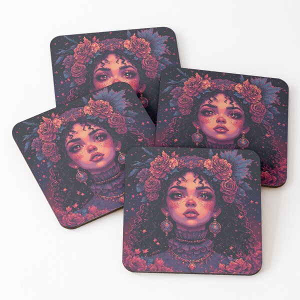 Item preview, Retro Beautiful Girl Red Flowers designed and sold by jimcaza.