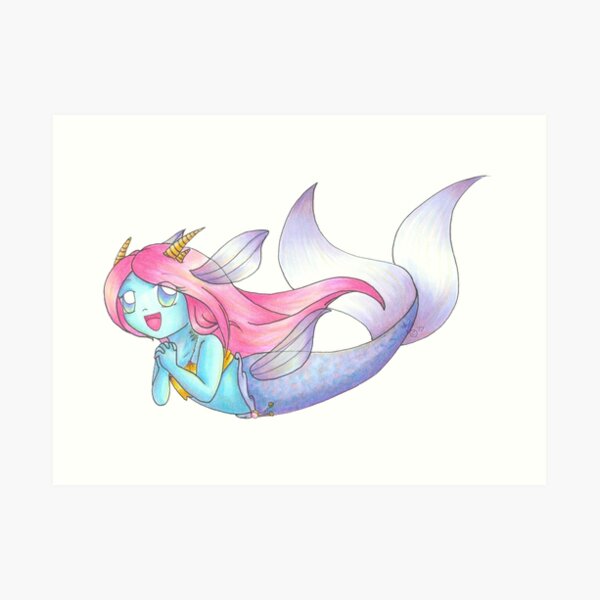Dragon Mermaid Loves to Sing Art Print
