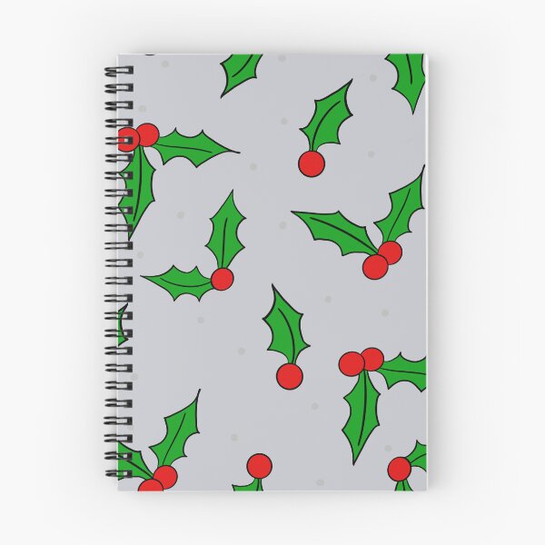 Item preview, Christmas Holly Pattern (grey) – Festive Red & Green Seamless Design designed and sold by Whimsy Creative Studio.