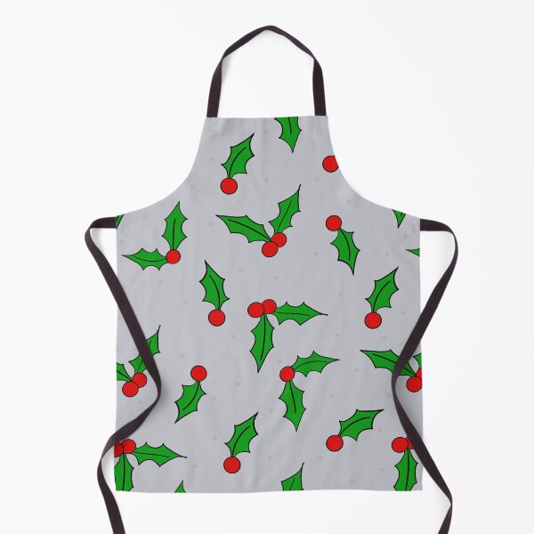Item preview, Christmas Holly Pattern (grey) – Festive Red & Green Seamless Design designed and sold by Whimsy Creative Studio.