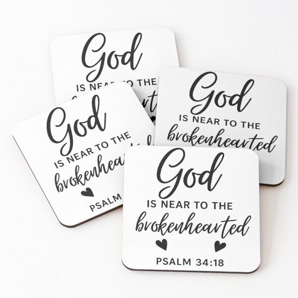 Item preview, God Is Near to the Brokenhearted Sticker – Psalm 34:18 Christian Comfort Scripture Design designed and sold by astersgraphics.
